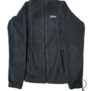 Columbia Black Fleece Jacket with Blue Accent Tag